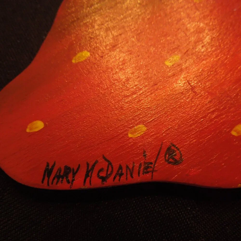 Vintage Signed Mary McDaniel Strawberry Keychain